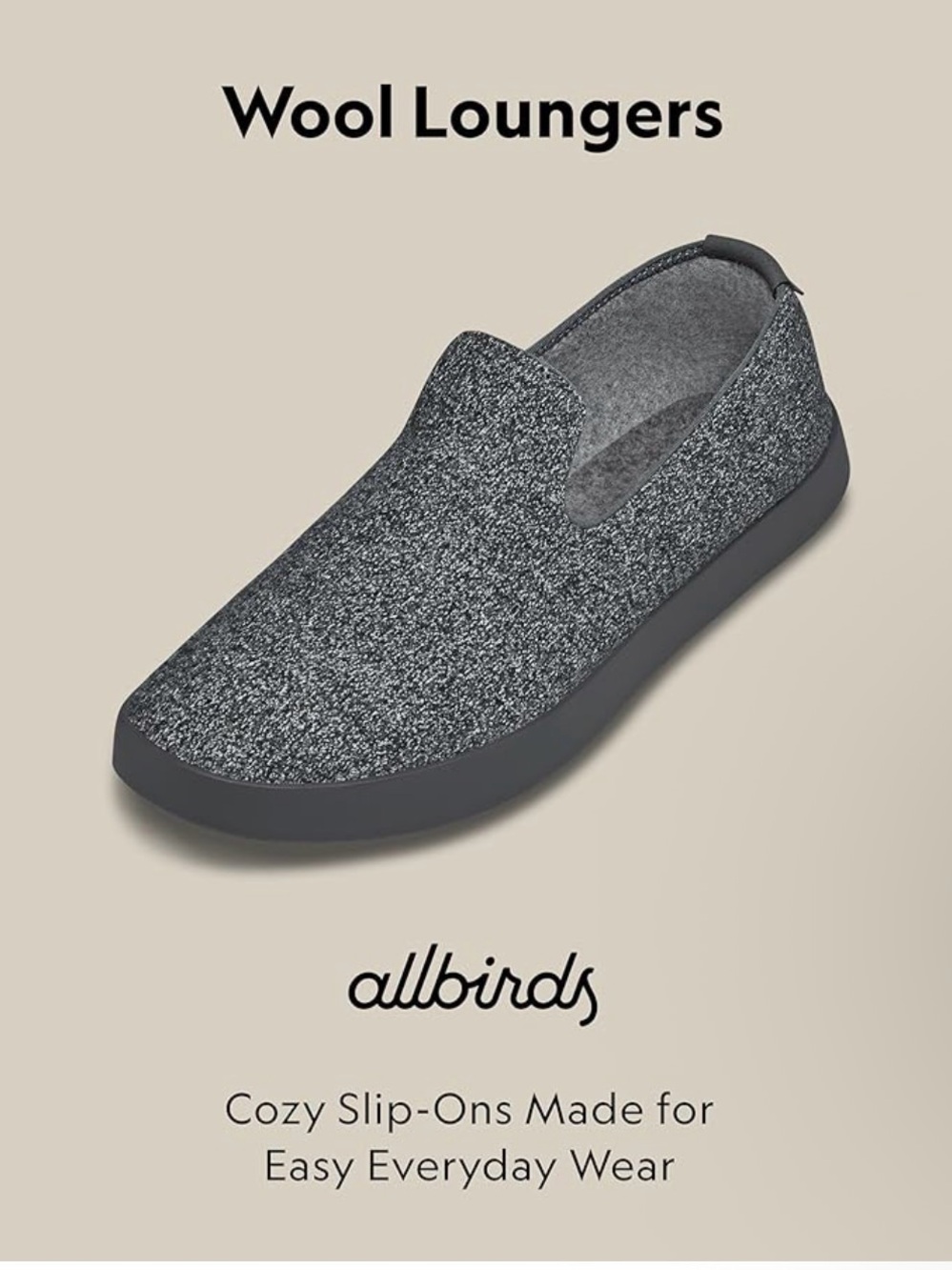 allbirds women’s  Wool Loungers Slip-On — Charcoal Gray
